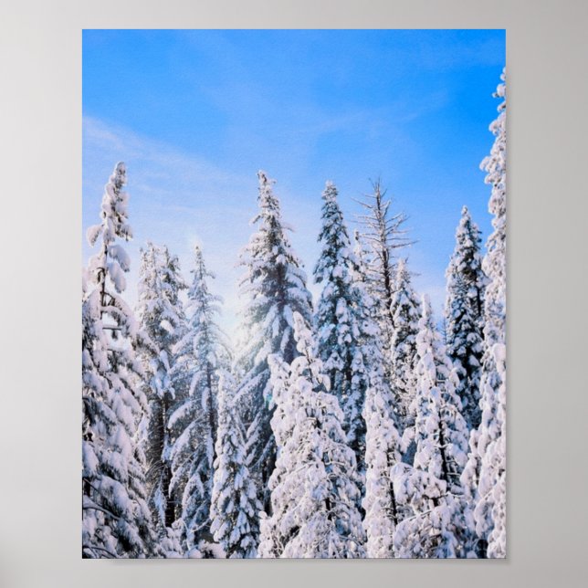 Poster Wonderland Pine Trees en Neige (Devant)