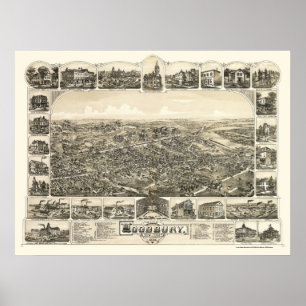 Poster Woodbury, carte panoramique de NJ - 1886