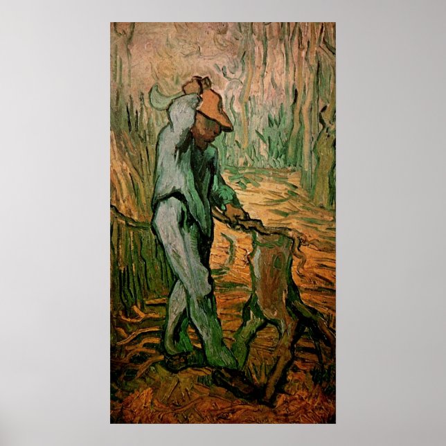 Poster Woodcutter (après Millet) par Vincent van Gogh (Devant)