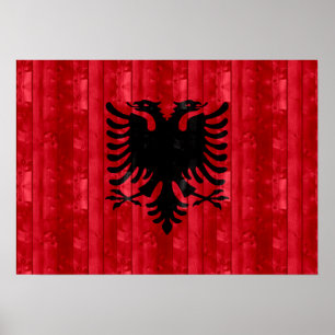 Poster Wooden Albanian Flag