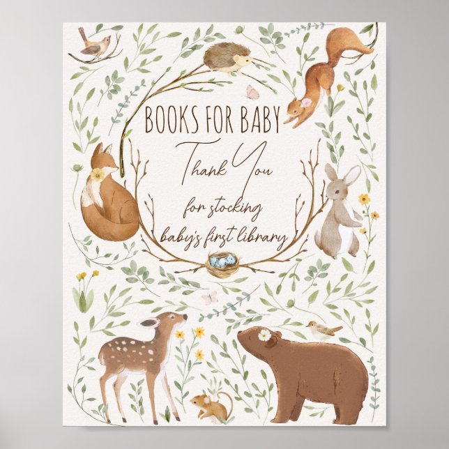 Poster Woodland Animals Forest Friend Books for Baby Sign (Devant)
