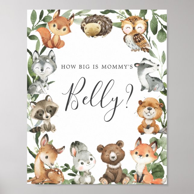 Poster Woodland Animaux Devinez à quel point la taille es (Devant)