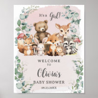 Woodland Animaux Verdure Fille Baby shower Bienven