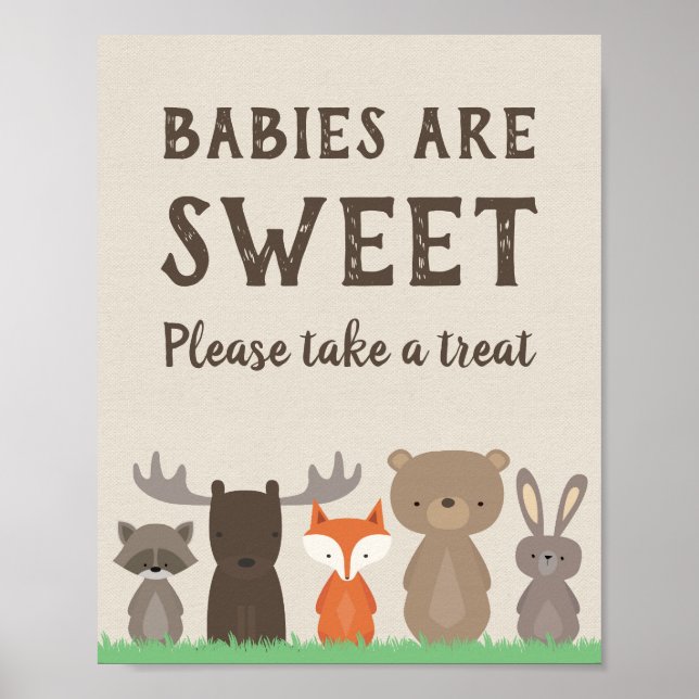 Poster Woodland Babes are Sweet Please Take a Treat Sign (Devant)