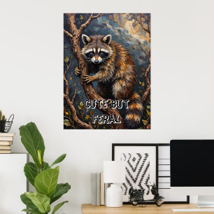 Poster Woodland Bandit : Raccoon dans les branches