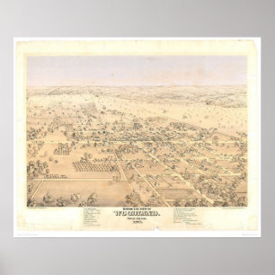 Poster Woodland, CA. Panoramic Map (1874A)