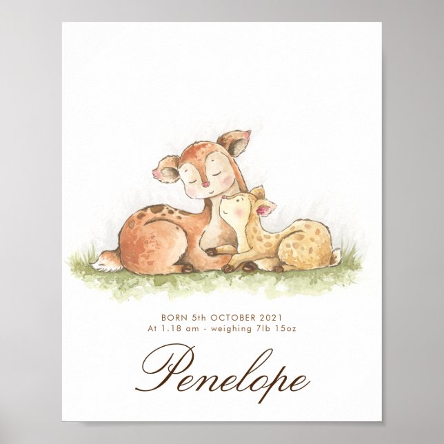 Poster Woodland Forest bébé nom signe pépinière art (Devant)