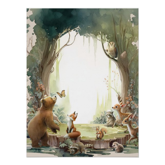Poster Woodland Laisser l'aventure commencer le Baby show (Devant)