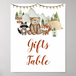 Poster Woodland One Happy Camper 1st Birthday Gifts Table