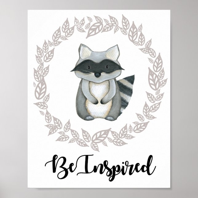 Poster Woodland Raccoon Imprimer (Devant)