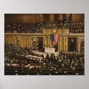 Poster Woodrow Wilson demandant au congrès de déclarer la