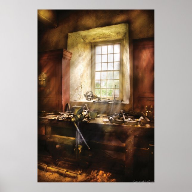 Poster Woodworker - Beaucoup d'outils anciens (Devant)