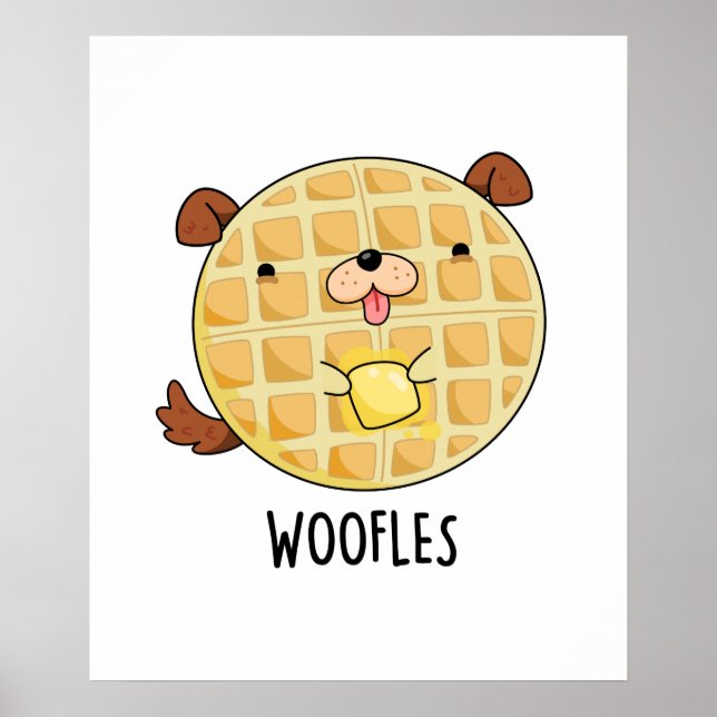 Poster Woofles Doggy Doggy Waffle Pun (Devant)