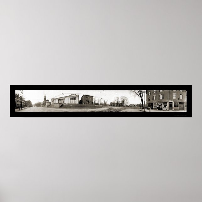 Poster Worcester, MA Main St Photo 1910 (Devant)