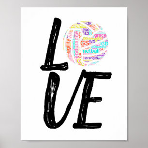 Poster Word Art Ball Design Love Netball