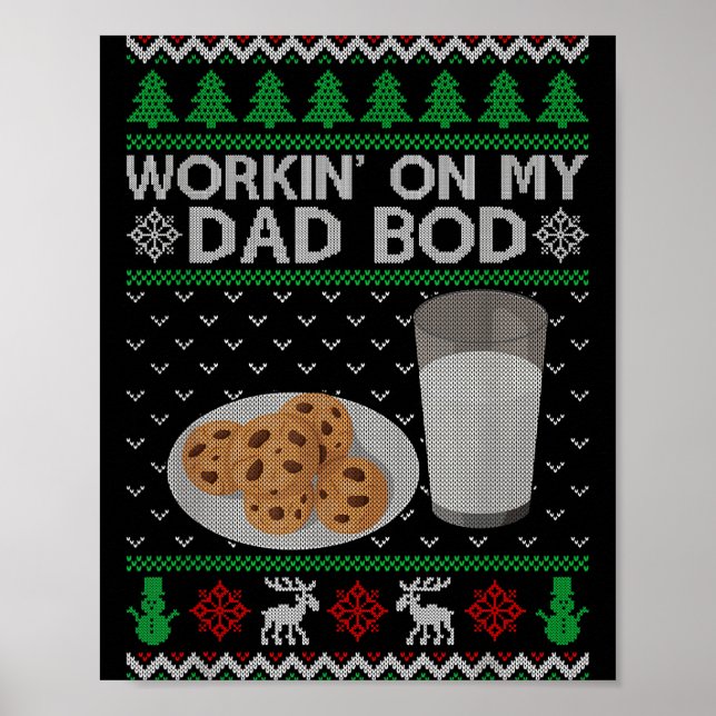 Poster Workin' On My Dad Bod Ugly Christmas Sweater New M (Devant)