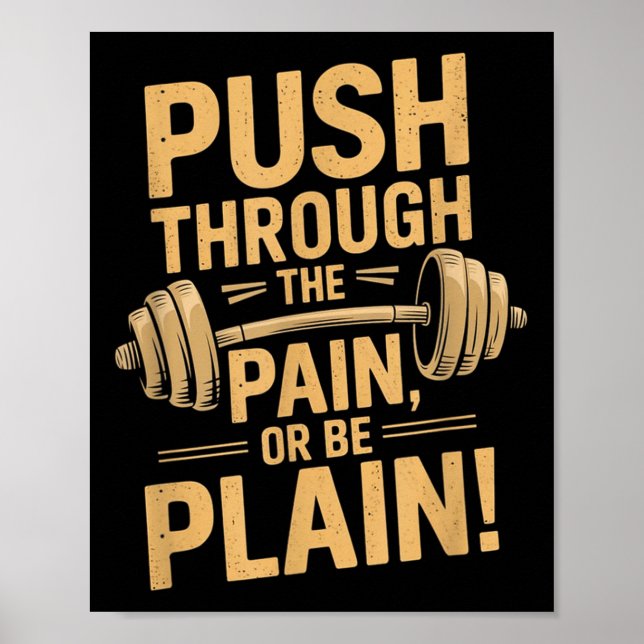 Poster Workout Motivation Quote - Puhrough The Pain  (Devant)