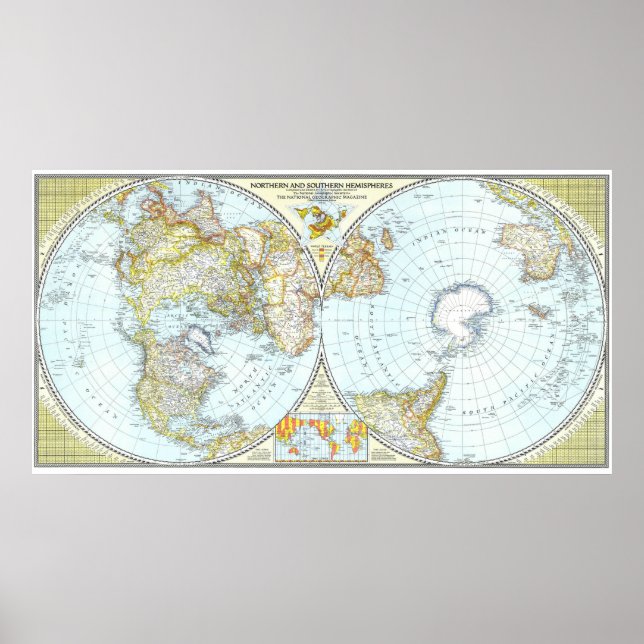 Poster " World : 1943 - Carte du monde détaillée ... (Devant)