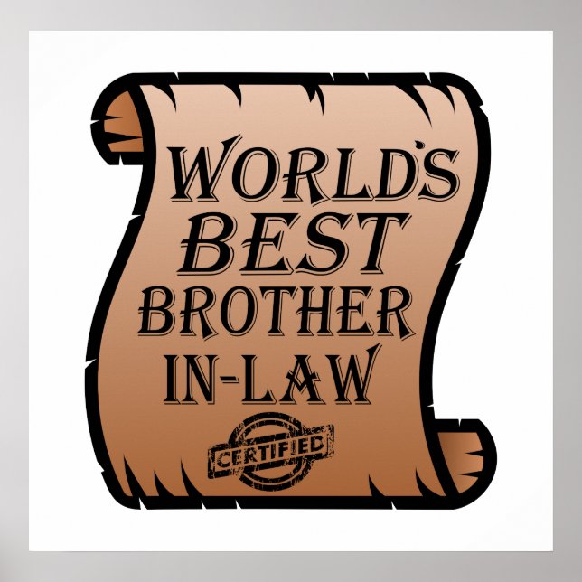 Poster World Best Brother-in-law Certificat drôle (Devant)