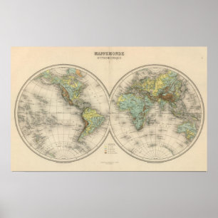 Poster World hypsometric maps