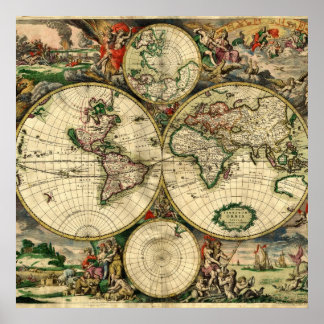Poster World Map of 1689 Toxiques