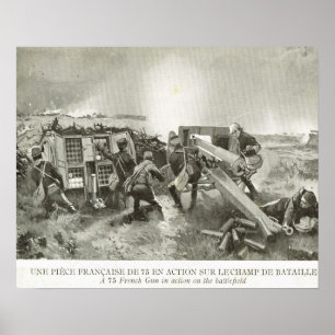 Poster World War 1, French  artillery in action