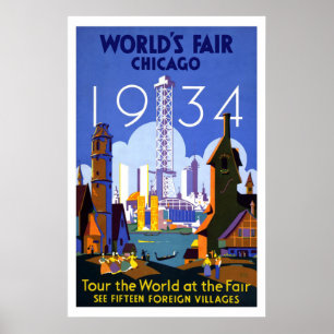 Poster "World's Fair, Chicago 1934" Vintage