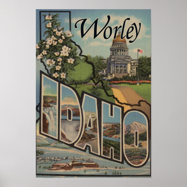 Poster Worley, IdahoGrandes lettres ScènesWorley, ID (Devant)