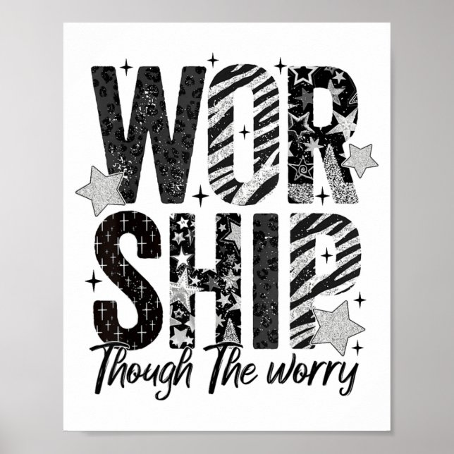 Poster Worship Through The Worry Insrational Religious Ch (Devant)