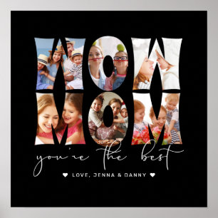 Poster Wow Mom Citation moderne Coral rose 6 Photo Collag
