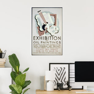 Poster WPA Art Exhibition vintage c. 1930-1950