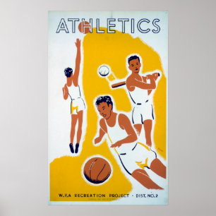Poster WPA Athletics vintage Baseball