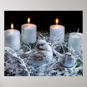 Poster Wreath de l'Avent blanc