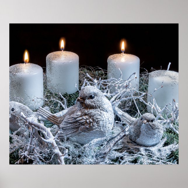 Poster Wreath de l'Avent blanc (Devant)