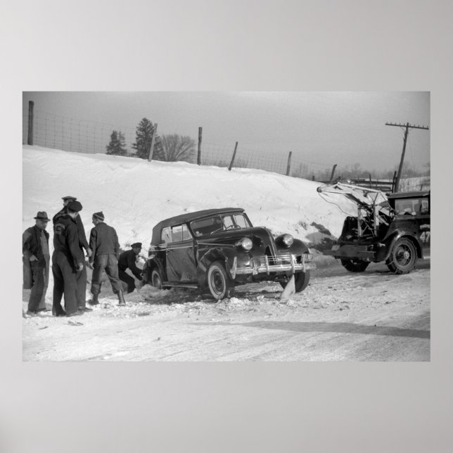 Poster Wreck de voiture classique, 1940 (Devant)