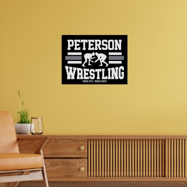 Poster Wrestler AJOUTER LE NOM École Athlète Équipe de lu (Salon 2)