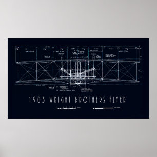 POSTER WRIGHT BROS KITTY HAWK FLYER BLUEPRINT