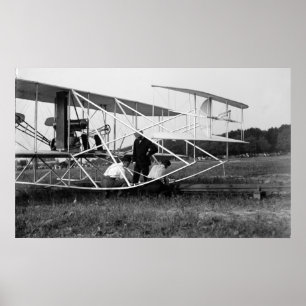 Poster Wright Brothers Biplane sur la piste de lancement 