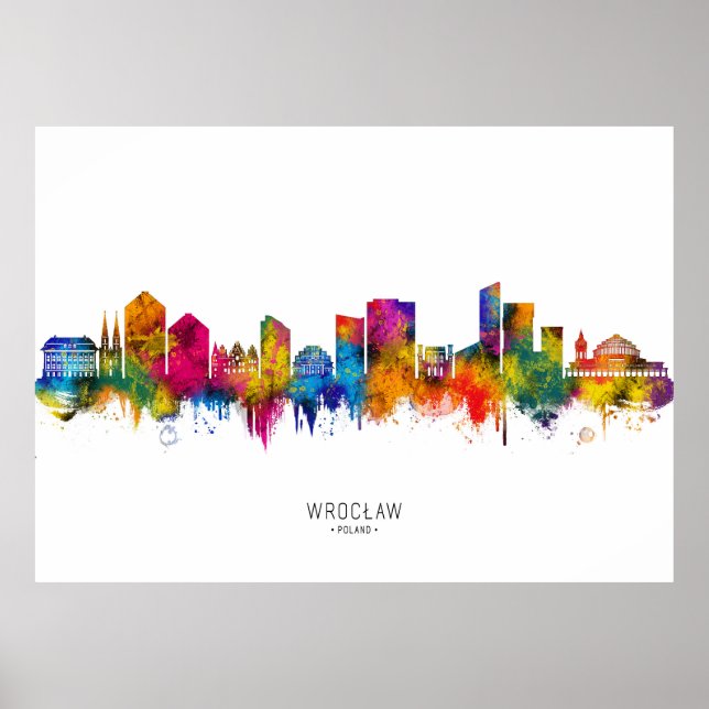 Poster Wrocław Poland Skyline (Devant)