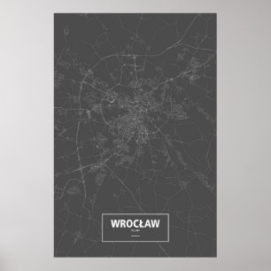 Poster Wrocław, Pologne (blanc sur noir)