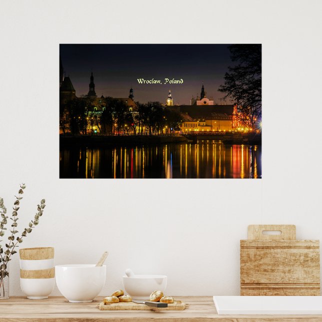 Poster Wroclaw, Pologne, photo du paysage urbain, crépusc (Cuisine)