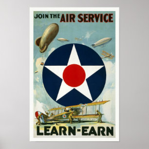 Poster WWI Air Service, 1917. Vintage