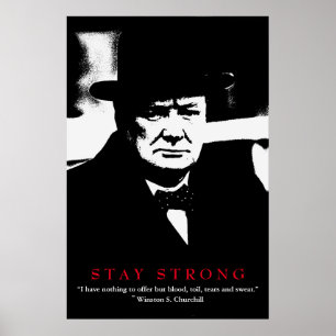 Poster WWII Quote Winston Churchill Motivational Pop Art