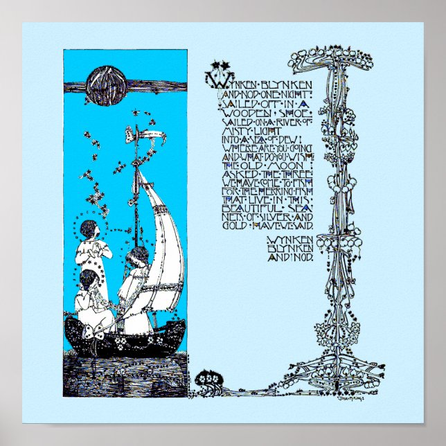 Poster Wynken Blynken & Nod par Jessie Marion King (Devant)