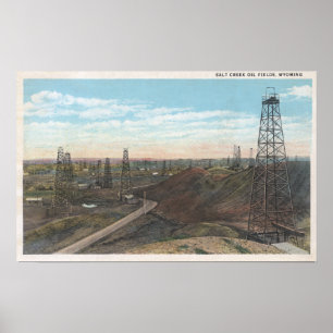 Poster Wyoming Salt Creek Vieux champs ScèneWyoming