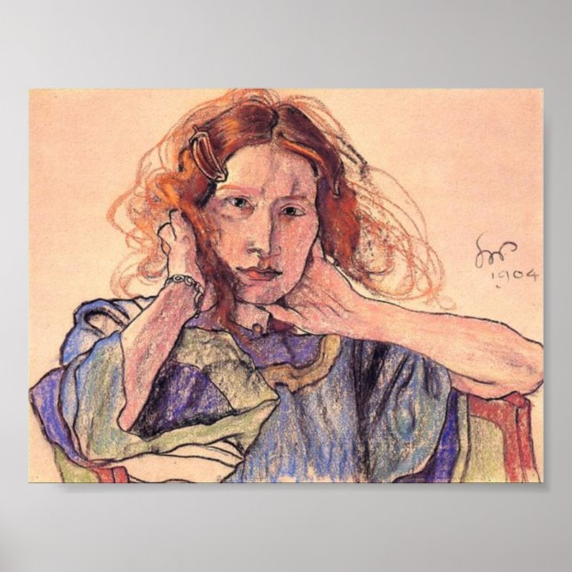 Poster Wyspianski, Portrait d'Irena Solska, 1904 (Devant)