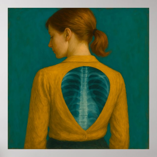 Poster X-Ray of Back - Femme avec blouse beige et Brown (Devant)