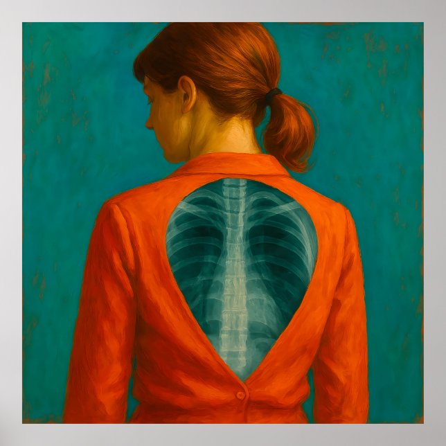 Poster X-Ray of Back - Femme avec Blouse rouge et Auburn  (Devant)
