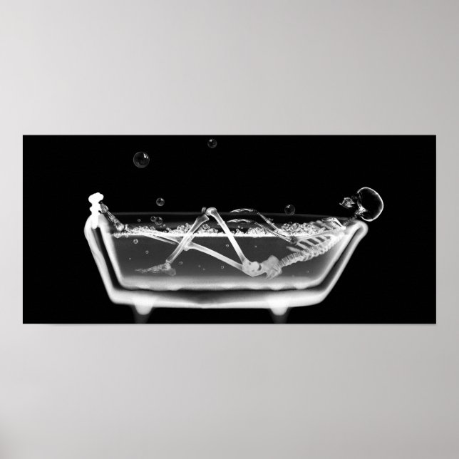 Poster X-Ray Skeleton B&W Temps de bain (Devant)