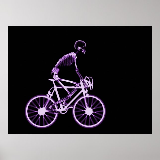 POSTER - X RAY SKELETON BIKING BLACK PURPLE (Devant)